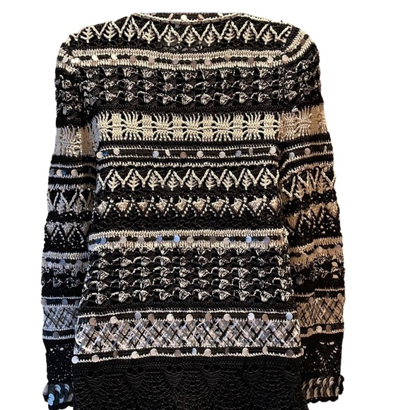 Oscar de le Renta black/white cardigan in Small/EUC - Picture 4 of 13